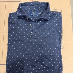 Polo by Ralph Lauren Men's Patterned Blue Polo Shirt